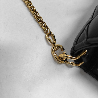 LOUIS VUITTON GO-14 Black Lamb Leather Quilted Shoulder Bag Handbag with Detachable Strap-(SKU)-950080865