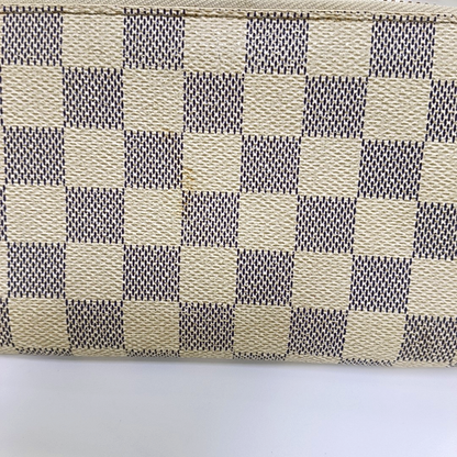 LOUIS VUITTON White Coated Canvas Checkered Wallet Golden hardware-(SKU)-960575120