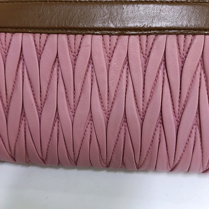 Miu Miu Pink sheepskin quilted wallet Silver Hardware-(SKU)-950469660