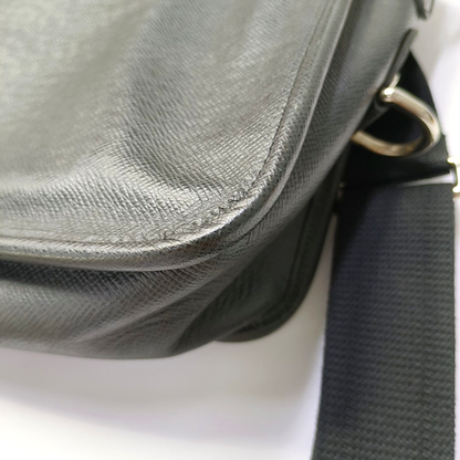 LOUIS VUITTON ALEX Black Cowhide Single Shoulder Bag Crossbody Bag Silver Hardware-(SKU)-959606640