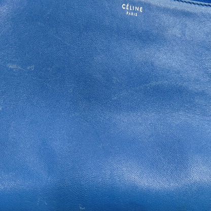 CELINE TRIO Small size Blue Lamb Leather Single Shoulder Bag Crossbody Bag Silver Hardware-(SKU)-956504189