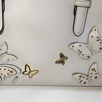 MICHAEL KORS Tote bag White Leather Patchwork Inset Crossbody Single Shoulder Bag Handbag Golden hardware Removable shoulder strap-(SKU)-932783856
