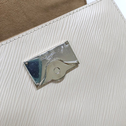 LOUIS VUITTON CLUNY Mini Beige EPI Leather Crinkle Cluny Crossbody Bag Handbag Shoulder Bag Silver Hardware Removable Strap Full Accessories-(SKU)-965650652