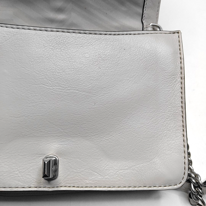 REBECCA MINKOFF Love  Small size Gray leather quilted crossbody bag/shoulder bag Silver Hardware-(SKU)-943935965