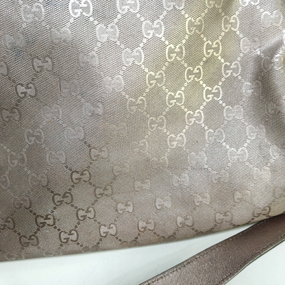 GUCCI GG Imprime Rose Gold Coated Canvas Vintage Single Shoulder Bag Crossbody Bag Silver Hardware-(SKU)-951246609