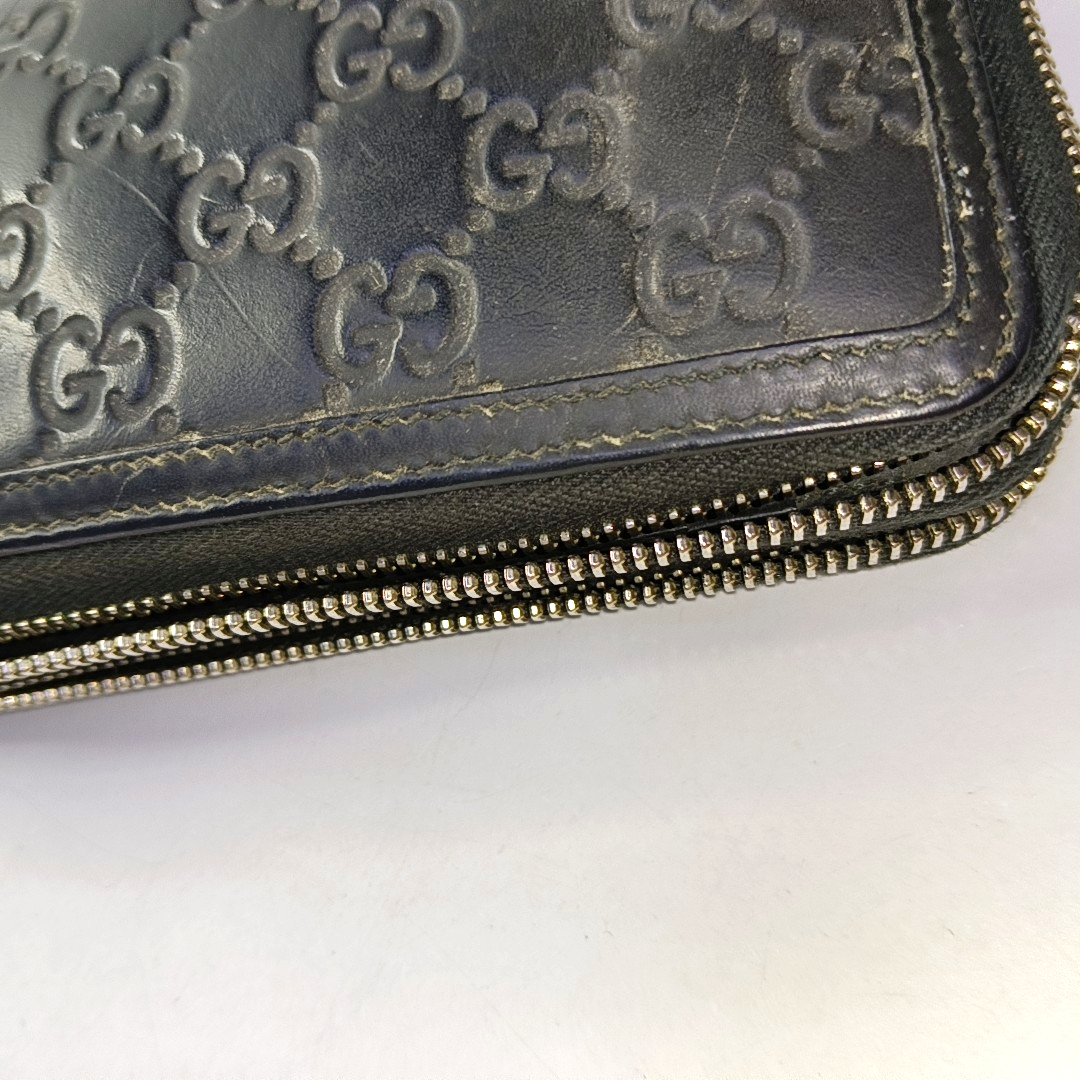 GUCCI Black cowhide monogram embossed handbag Silver Hardware-(SKU)-959345150