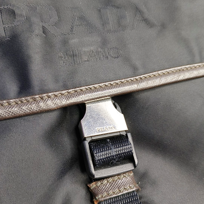 PRADA Black fabric crossbody bag shoulder bag Silver Hardware-(SKU)-953382734