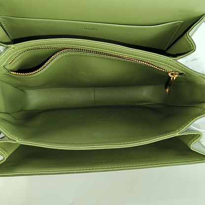 CELINE TRIOMPHE Medium Green Calfskin Shoulder Bag with Gold Hardware-(SKU)-959931687