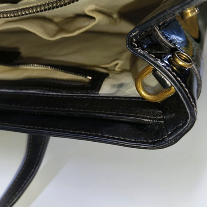 GUCCI Horsebit 1955 Black Patent Leather Saddle Bag Crossbody Bag Tote Bag Golden hardware Removable shoulder strap-(SKU)-933334082
