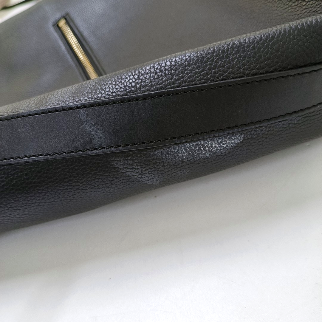 MODALU Bucket bag Black Leather Single Shoulder Bag Handbag Crossbody Golden hardware Removable shoulder strap-(SKU)-14487317