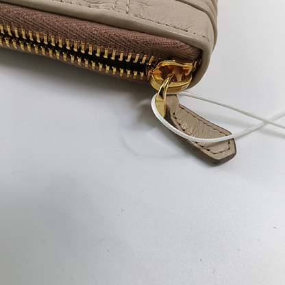 PRADA Beige Lamb Leather Quilted Wallet Golden hardware-(SKU)-955711788