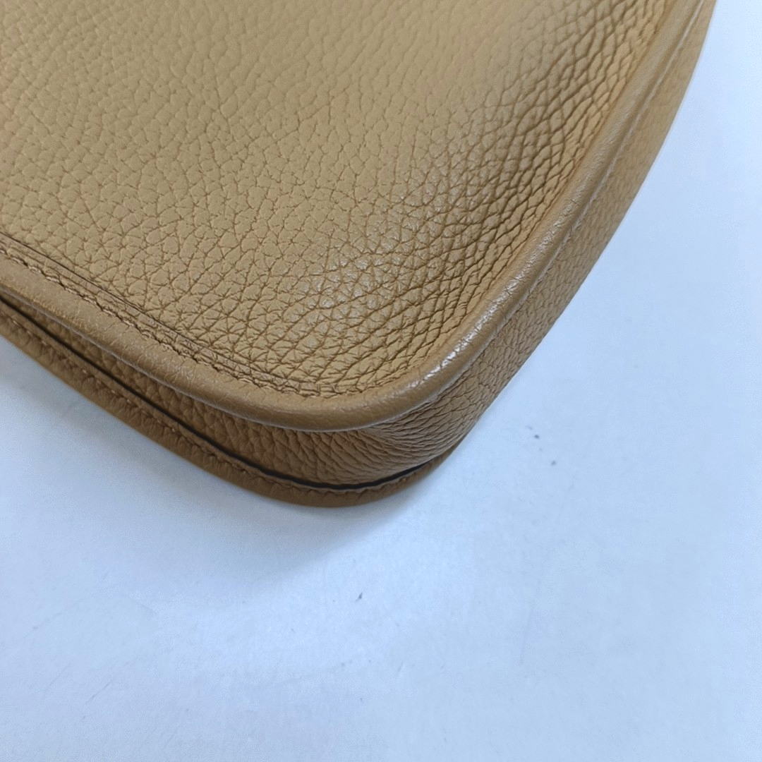 HERMÈS Evelyne TPM Caramel Color Clemence Leather Evelyne TPM Crossbody Shoulder Bag Handbag with Gold Hardware Z Mark Removable Shoulder Strap Full Set of Accessories Included-(SKU)-947423058