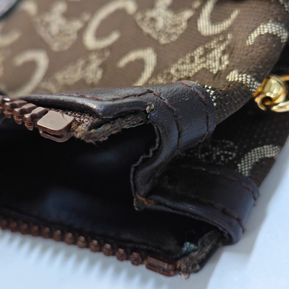 CELINE Brown Canvas Jacquard Clutch Bag Brown Hardware-(SKU)-948094176