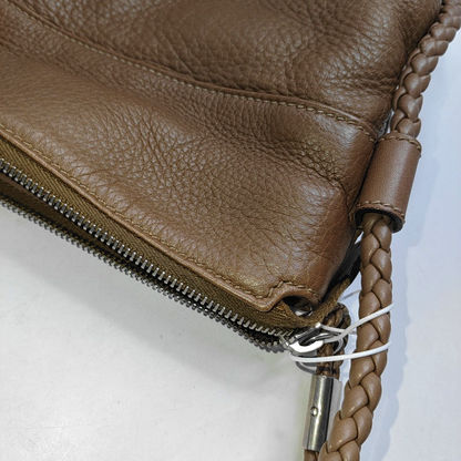 GUCCI Brown Cowhide Braided Single Shoulder Bag Crossbody Silver Hardware-(SKU)-946552390