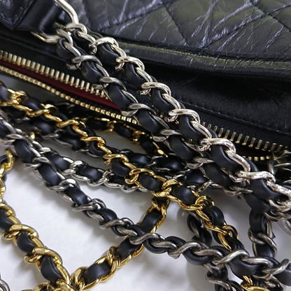 CHANEL GABRIELLE small black leather quilted diamond-stitched crossbody bag shoulder bag removable shoulder strap-(SKU)-953784827