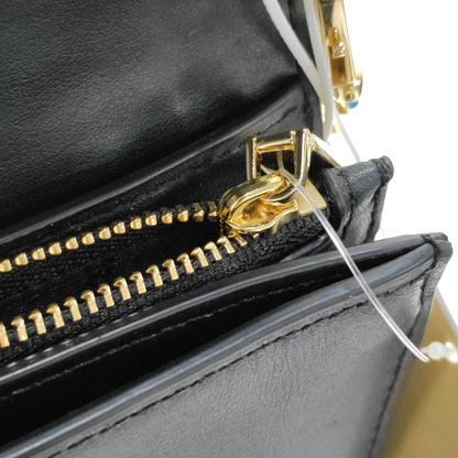 MICHAEL KORS Black Leather Embellished Shoulder Bag Crossbody Golden hardware Removable shoulder strap-(SKU)-942807098