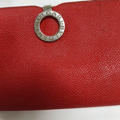 BVLGARI BVLGARI Red Leather Wallet Silver Hardware-(SKU)-13502847