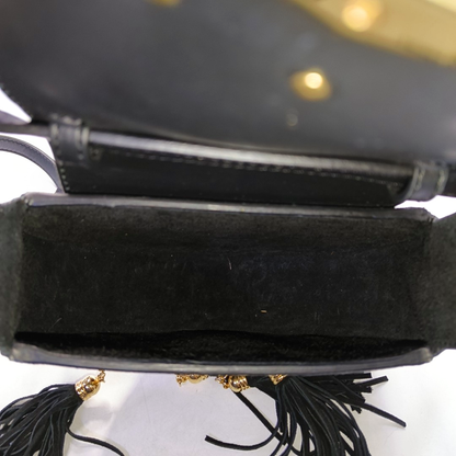 SALAR Black Suede Fringe Single Shoulder Bag Handbag Golden hardware Removable shoulder strap-(SKU)-944442053