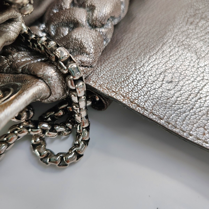 Alexander McQUEEN Silver Leather Quilted Single Shoulder Bag Tote Bag Silver Hardware-(SKU)-14444557