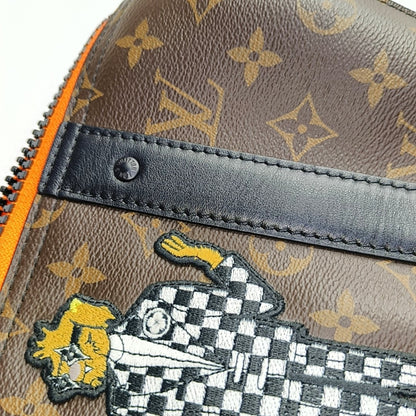 LOUIS VUITTON KEEPALL Brown Coated Canvas Monogram Boston Bag with Detachable Strap-(SKU)-968731490