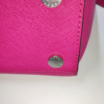 MICHAEL KORS Selma Blush Pink Leather Embossed Studs Single Shoulder Bag Tote Bag Silver Hardware Removable shoulder strap-(SKU)-940156250