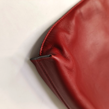 LOEWE T Pouch  Red Cowhide Handbag Silver Hardware-(SKU)-950589661