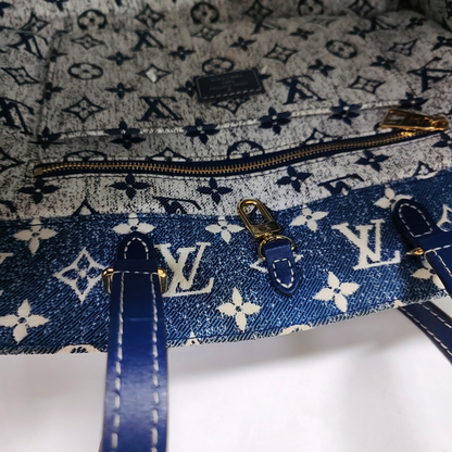LOUIS VUITTON ONTHEGO Medium Blue Canvas Monogram Jungle Bag Crossbody Shoulder Bag with Golden Hardware-(SKU)-962523559