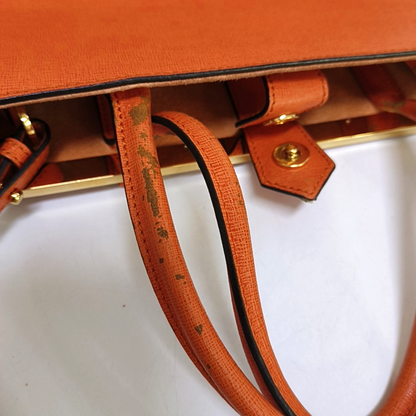 FENDI 2 Jours Medium size Orange Cowhide Single Shoulder Bag Tote Bag Golden hardware Removable shoulder strap-(SKU)-953654098