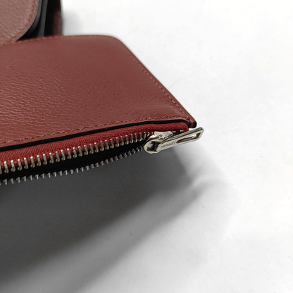 HERMÈS Constance Slim Hermes Red Evercolor Calfskin Constance Wallet Silver Hardware Y Engraving Pockets-(SKU)-946073587