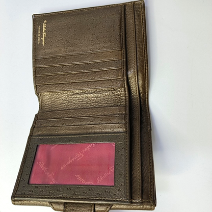 FERRAGAMO Brown Cowhide Wallet Golden hardware-(SKU)-943612339