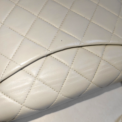 CHANEL KELLY PARENT White Calfskin Quilted Handbag with Gold Hardware, Vintage-(SKU)-931087336