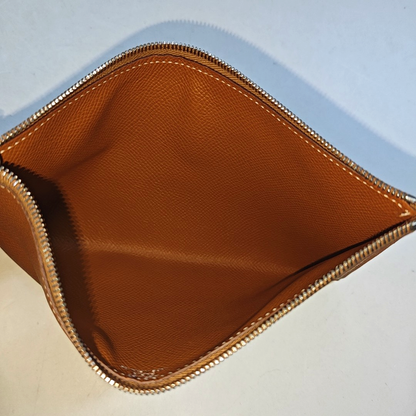 HERMÈS Atout Gold BrownEpsom牛皮手拿包 Silver Hardware Astamp-(SKU)-948732539