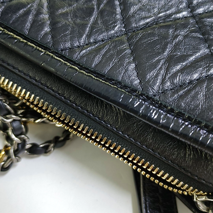 CHANEL GABRIELLE small black leather quilted diamond-stitched crossbody bag shoulder bag removable shoulder strap-(SKU)-953784827
