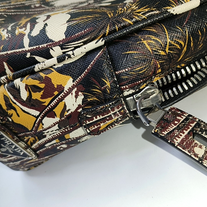 PRADA Multicolor Calfskin Crossgrain Handbag Silver Hardware-(SKU)-955513248