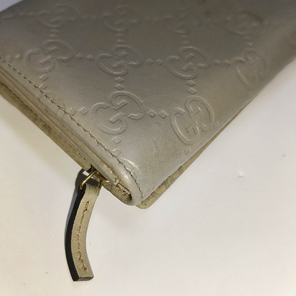 GUCCI Microguccissima Light Gray Cowhide Vintage Embossed Wallet Golden hardware-(SKU)-14418012
