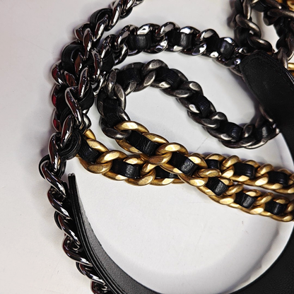 CHANEL CHANEL 19 Black Lamb Skin Quilted Matelassé Shoulder Bag Crossbody Bag Handbag Golden Silver Rutenium Hardware 30 Clasp-(SKU)-962948228