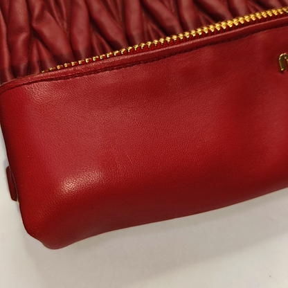 Miu Miu Red Sheepskin Quilted Clutch Bag Handbag Single Shoulder Bag Golden hardware-(SKU)-957691909