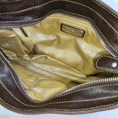 FERRAGAMO Deep brown cowhide single shoulder bag Silver Hardware-(SKU)-944080501