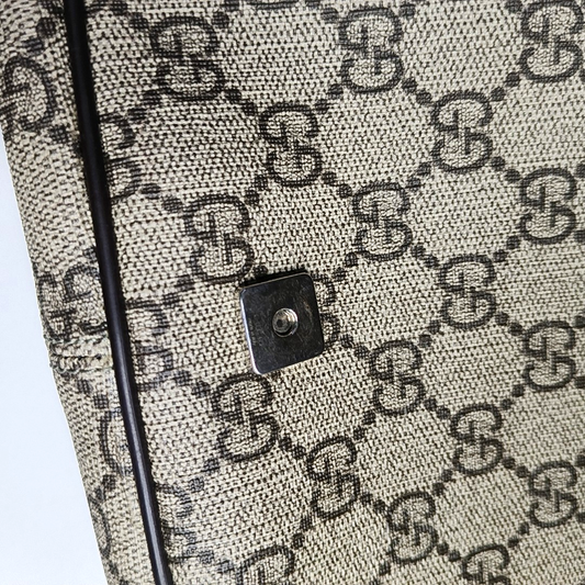 GUCCI GG Supreme Ebony Canvas Monogram Stripe Shoulder Bag Tote Crossbody Silver Hardware-(SKU)-953758546