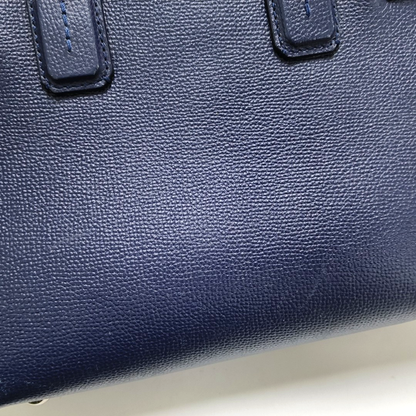 BURBERRY The Banner Small size Navy Blue Cowhide Shoulder Bag Tote Crossbody Silver Hardware-(SKU)-950330080