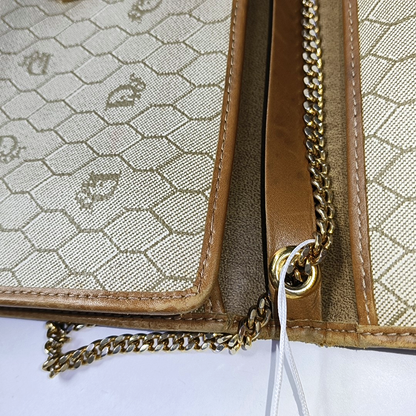 DIOR Khaki Coated Canvas Monogram Printed Shoulder Bag Golden hardware-(SKU)-957692854