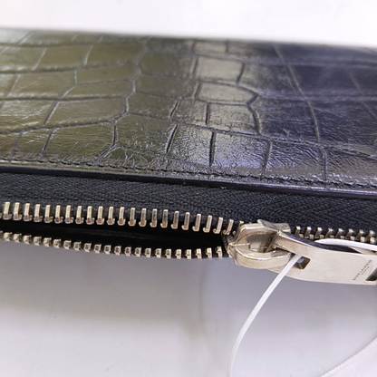 YSL KATE Black cowhide crocodile leather wallet Silver Hardware-(SKU)-958931869