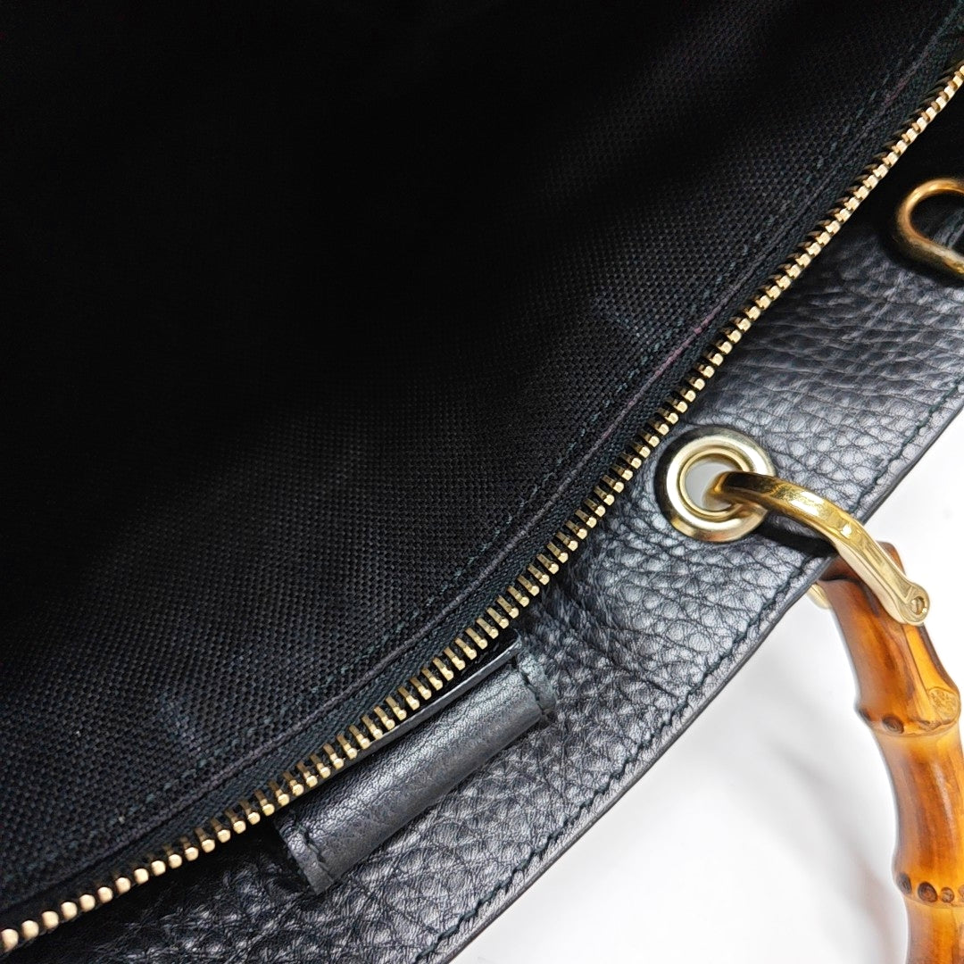 GUCCI Bamboo 1947 Black Cowhide Bamboo Bag - Handbag, Shoulder Bag, Crossbody Bag Golden Hardware-(SKU)-972998031