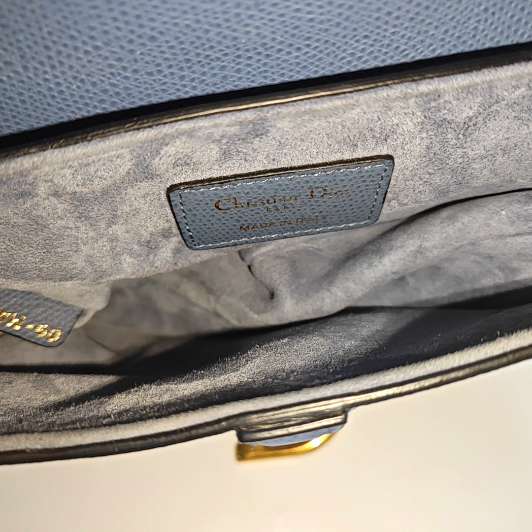 DIOR Saddle Mini Blue Calfskin Saddle Bag Tote and Shoulder Bag with Gold Hardware-(SKU)-953948330