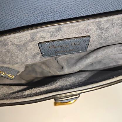 DIOR Saddle Mini Blue Calfskin Saddle Bag Tote and Shoulder Bag with Gold Hardware-(SKU)-953948330