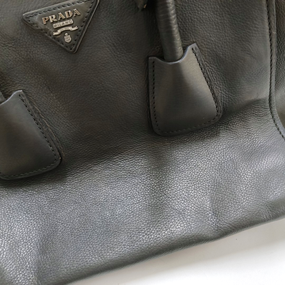 PRADA Tote bag Elephant Gray Cowhide Logo Crossbody Bag Shoulder Bag Single Shoulder Bag Silver Hardware Removable shoulder strap-(SKU)-956018921