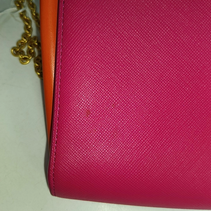 MCM Fuchsia Leather Crossbody Shoulder Bag Handbag Golden hardware Removable shoulder strap-(SKU)-14092274