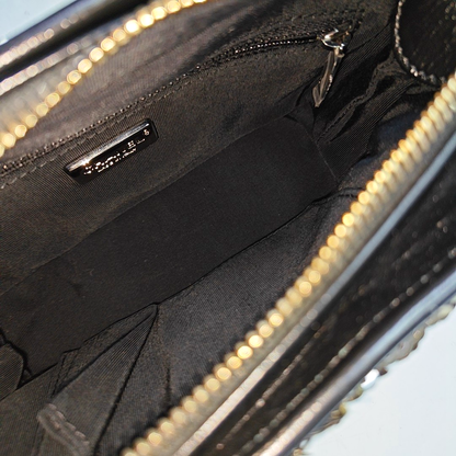 CHANEL GABRIELLE Black Sequined Woven Bag Shoulder Bag Crossbody Bag Rhodium Hardware 26 Clasp Removable Strap-(SKU)-957268642