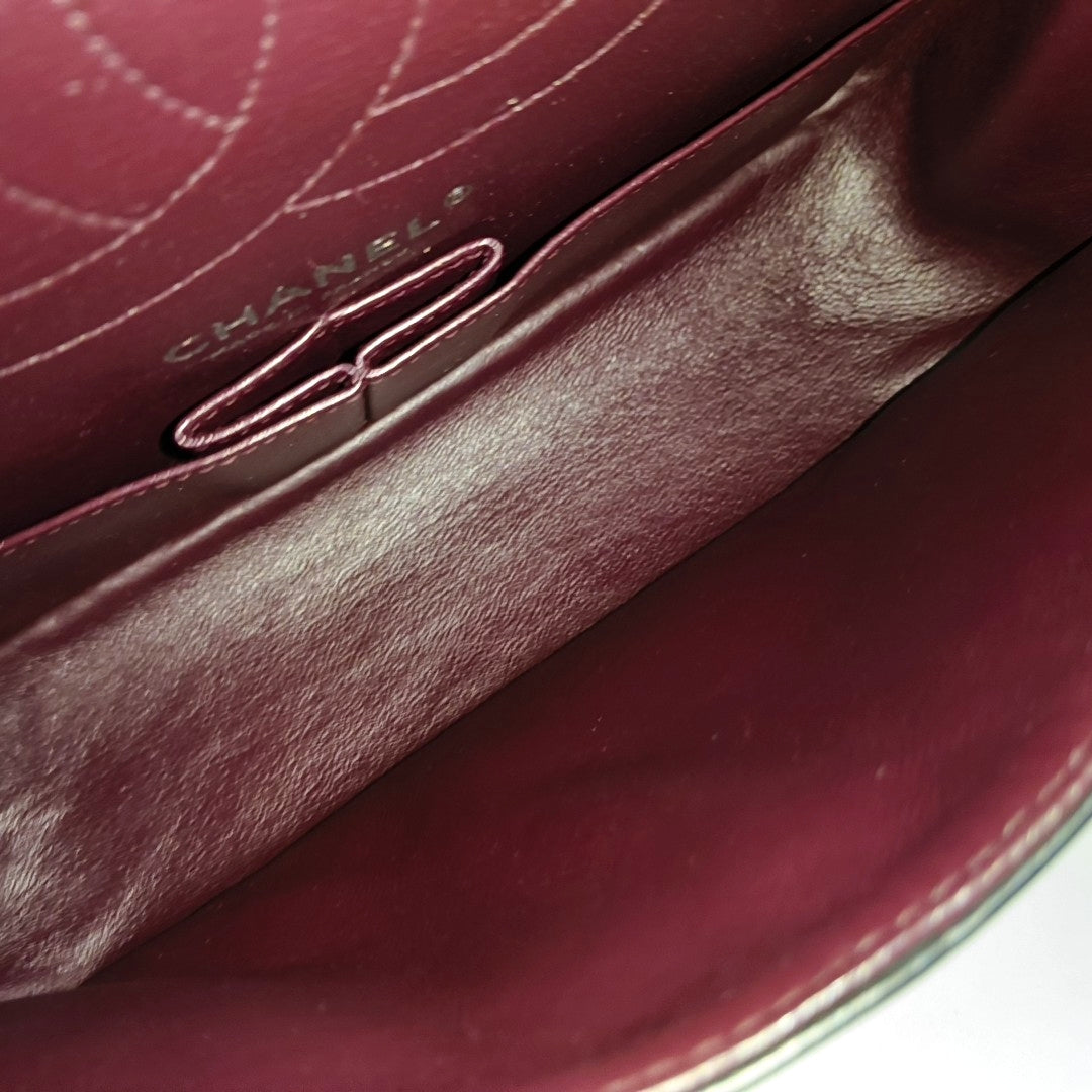 CHANEL 2.55 Small Black Leather Quilted Chain Shoulder Bag with Palladium Hardware, 13 Clasps-(SKU)-968740312