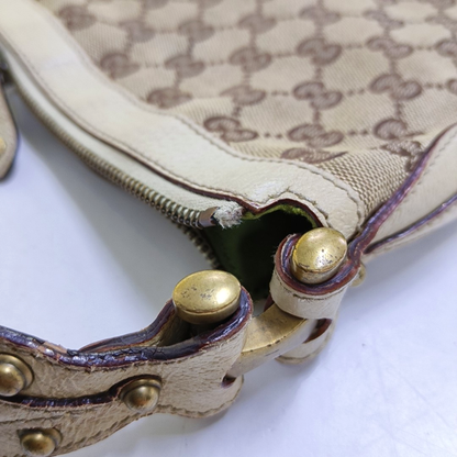 GUCCI Pelham Khaki Fabric Monogram Rivets Shoulder Bag Tote Bag Golden hardware-(SKU)-952072335